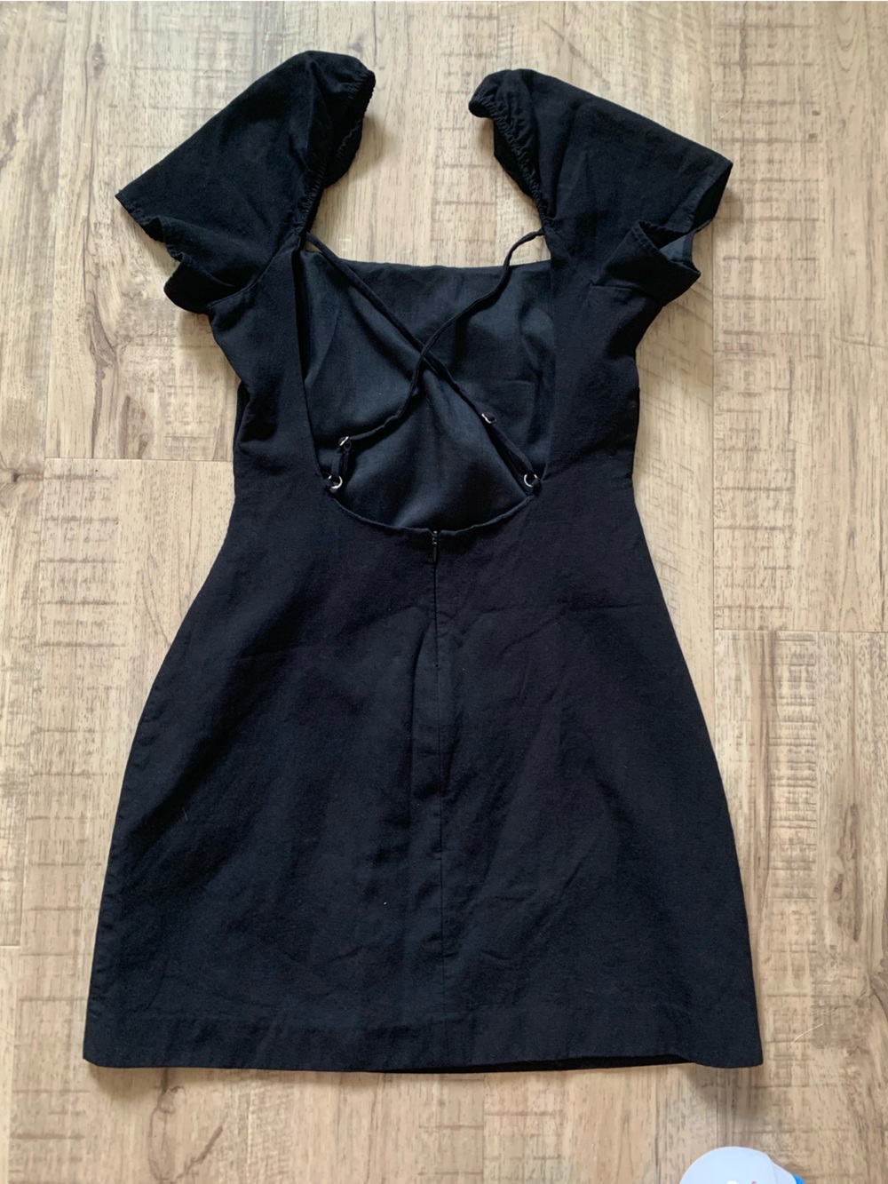NWOT Zara Black Low-back Linen Mini Dress